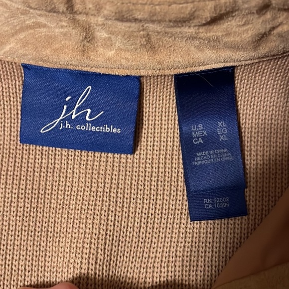 JH Collectibles beige suede beaded vest, sz XL - Picture 5 of 7